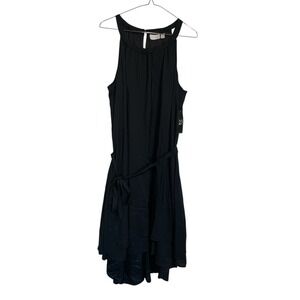 NWT New York & Company Black‎ Halter Neck Midi Dress with Belt Size Extra Large